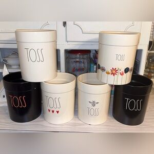 Rae Dunn HTF Ceramic Toss Waste Basket/Can/Container/Bin Trash Can ‘TOSS’